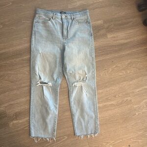 Express jeans with ripped knee